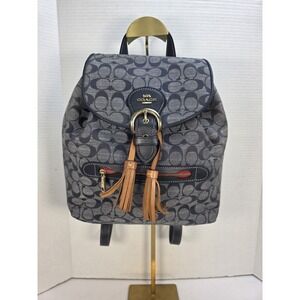 Coach Kleo Backpack in signature chambray w smooth leather details B2257-C8162